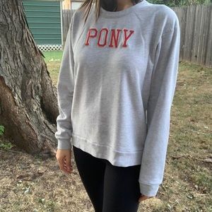 Pony light gray sweater. 

Size small/medium.